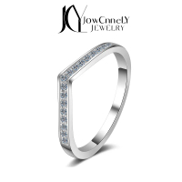 Cincin Moissanite Sintetik, Jalur Bentuk V, Barang Kemas Perak 925, Untuk Pertunangan dan Pakaian Ha