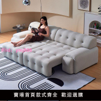 羅奇堡電動沙發布藝沙發現代簡約功能小戶型伸縮奶油沙發床客廳