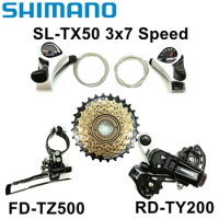 Shimano 21S Groupset RD-TY200 Rear Derailleur SL-TX50 3x7 Speed Shifter Lever FD-TZ500 Front Derailleur MF-TZ500-7 14-28T