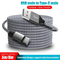 6A Extended USB TYPE-C Cable Braided Data Cable for Samsung Huawei Xiaomi Switch Sony PS5 TYPE-C 8m 5m Cable