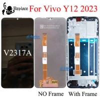 Black 6.56 Inch For Vivo Y12 2023 V2317A LCD Display Touch Screen Digitizer Panel Assembly Replacement / With Frame