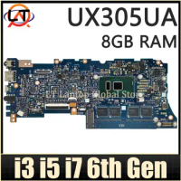 Mainboard For ASUS Zenbook UX305UA UX305U UX305 U305UA Laptop Motherboard I3 I5 I7 6th Gen CPU 8GB-RAM TEST OK