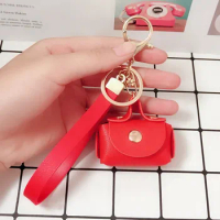 Mini Car Key Case Cover Accessories Genuine PU Leather Keychain Bag Holder Wallet Key Chain Men and Women Backpack Pendant