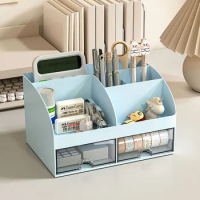 Transparent Small Drawer Style Office Supplies Stationery Organizer Pen Holder Storage Desk Organizers Accessories School