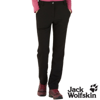 【Jack wolfskin 飛狼】女 彈性親膚防潑水休閒長褲 登山褲『黑』