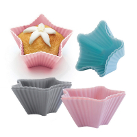 《IBILI》三色矽膠瑪芬烤杯6入-星7cm-- 點心烤模