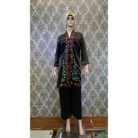 Set Tunik Outer Bordir Celana Kulot Inner Putih-Stelan 3in 1 Tunik Melatu Kebaya