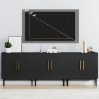 Modern Storage Cabinet, Free Standing Buffet Cabinet, Black Sideboard and Buffet Storage, Wood Accent Cabinet for Living Room