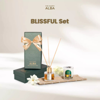 The Happy Alba The Happy Alba - Blissful Gift Set (Green) - Reed Diffuser &amp; Scented Candle Hampers Kado