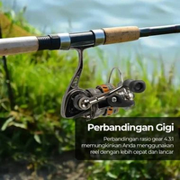 TaffSPORT Reel Pancing Mini Spinning - Performa Stabil, Nyaman, Portabel - MN100 IH Hitam