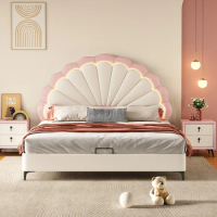 Leather Luxury Childrens Bed Modern Pretty Loft Princess Bed Headboards Comferter Cama Infantil Bedroom Set Furniture
