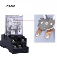 JQX-30F 30A High-power relay With Base 8 Pin DC12V DC24V AC110V AC220V 2NO 2NC Copper Coil Fire Resistance Shell Relay