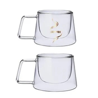 Double glass Cup Drinkware Heat Resistant with Handle Tea Drink Cups for Tea Scented Tea Cappuccino Hot chocolate