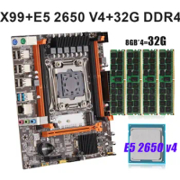 KEYIYOU X99 Motherboard LGA 2011-3 XEON Kit with 32G DDR4 2133MHZ ECC REG RAM Memory and Xeon E5 2650 V4 CPU Kit Xeon V4