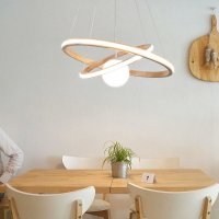 客廳吊燈現代簡約餐廳臥室大氣北歐創意個性極簡環形餐桌原木燈具