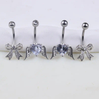 Khuyên rốn thời trang hình trái tim cho nữ, khuyên rốn móng tay gợi cảm, trang sức xỏ cơ thể bằng th