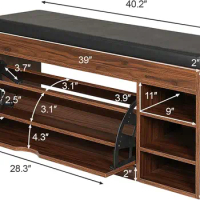 YUSING Shoe Storage Bench, Shoe Bench with 3 Flip Drawers, Entryway Bench with Storage and Seating, 3-Tier Shoe Rack Organizer