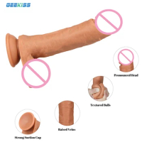 Skin Silicone Dildo Sex Toy for Woman Realistic Penis with Suction Cup Curved Shaft and Ball Stimulator Anal G Spot Vagina