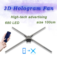 bigger size 100cm 3D hologram display holographic advertising light 3D LED Fan hologram fan wifi app control customized logo