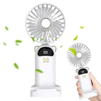Mini Handheld Fan Rechargeable USB Folding Personal Fan 5 Speed Cute Design Powerful Eyelash Fan LED Display Lightweight Makeup