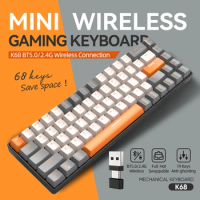 K68 Gaming Mechanical Keyboard Bluetooth Wireless Keyboard 68 keys Blue Red switch Hot swap 60% for Computers Tablets Phones