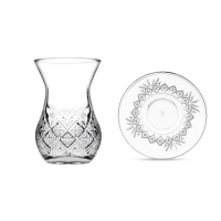 【CW LIFEGROUP 可營生活選物】土耳其Pasabahce TIMELESS 雕花紅茶杯170ml/盤/6入組(無鉛水晶玻璃)