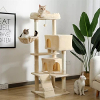Canada Warehouse Cat Tower Tree Cat Scratching Tree With Dual Condos Hammock Perch