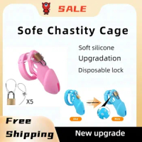 Upgrade Male Chastity Device with Penis Ring Men Virginity Soft Silicone Chastity Cage Unable to Escape Cock Lock Chastity Belt
