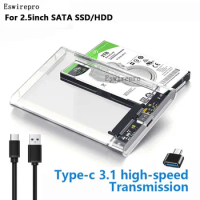 USB 3.0 to 2.5inch SATA SSD HDD Enclosure SATA Hard Drive Case Support 6TB transparent Mobile External HD