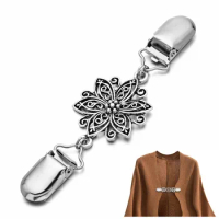 Carved Flower Cardigan Clip Clasps Pins Sweater Shawl Clips Keeper Collar Duck-mouth Clips Holder Button Garters Accessories