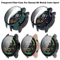 Protective Case For Xiaomi MI Watch Color Sport Full Screen Protector Cover Shell Tempered Glass Film Smart Watch Bumper