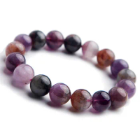 Natural Cacoxenite Red Auralite 23 Bracelet Women Clear Round Bead Colorful Auralite 23 Bracelet 13mm 12mm 11mm 10mm AAAAAA