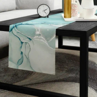 Simple Modern Marble Turquoise Water Color Dustproof Entrance Coffee Table Dining Table Table Runner Holiday Party Decoration
