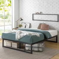 Queen Size Bed Frame, Metal Platform Bed Frame, Mattress Foundation with Steel Slat Support, Easy Assembly, Queen Bed Frame
