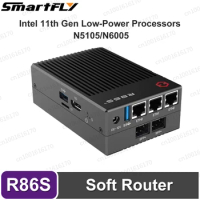 R86S Soft Routing Multi-net port, Intel mini host N5105 N6005 8GB/16GB/32GB 10 Gigabit fiber port 2.5G Mini PC WIFI6 + Bluetooth
