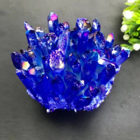 15-70g Blue Crystal Geode Electroplated blue Crystal Pillar Energy Healing Mineral Stone Rock Home Decor Geode Amethyst