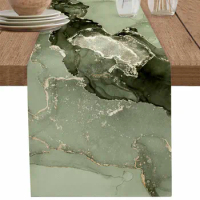 Marble Ink Chinese Style Sage Green Decor Table Runners Coffee Table Kitchen Dining Table Cloths Home Party Decor