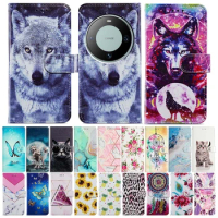 Leather Flip Phone Case For Huawei P10 Plus P20 Lite P30 Lite P30 Pro P40 Pro Lovely Painted Shockproof Wallet Card Holder Cover
