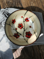 日式和風手繪梅花陶瓷餐具 小炒菜盤子 面碗湯碗 釉下彩創意