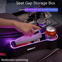 Car LED 7 Color Universal Sewable Chair Storage Box For Suzuki Swift Auto USB Cable One Meter Long Storage Box Accessories