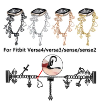 Stainless Steel band for fitbit sense sense 2 Watchband Bracelet Lady Women metal strap for fitbit versa 3 versa 4 Smart Watch