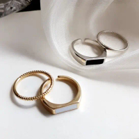 2Pcs Satu Kata Set Kotak Set Cincin Pembukaan Cincin Jari Telunjuk yang Dapat Disesuaikan Rings