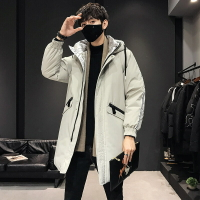 真 羽絨90%白鴨絨 羽絨外套鴨絨夾克-連帽寬鬆休閒長版男外套2色73zd25【獨家進口】【米蘭精品】