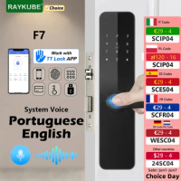RAYKUBE F7 TT Lock Fingerprint Lock Electric Door Lock With Longer Larger Handle Portuguese/English Voice APP Remote Unlock