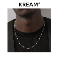 KREAM 原創 14K包金拼接天然海紋石項鏈男嘻哈女鎖骨鏈
