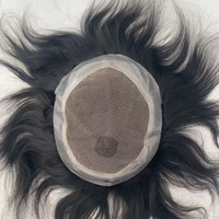 Australian PU+Lace 120% density Durable Men Toupee Breathable Male Wigs 100% Human Hair Systems Natu