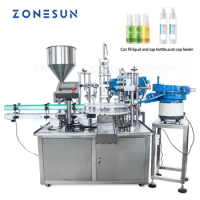 ZONESUN Plastic Glass Crystal Water Perfume Shampoo Cosmetic Nail Polish Bottle Automatic Filling Capping Machine ZS-AFC2