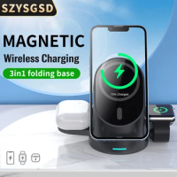 15W 3 in 1 Magnetic Wireless Chargers for iPhone 13Pro Max/ Mini Charger for Apple Watch 7/6/5/4 Airpods Pro 2/3 Charger Holder