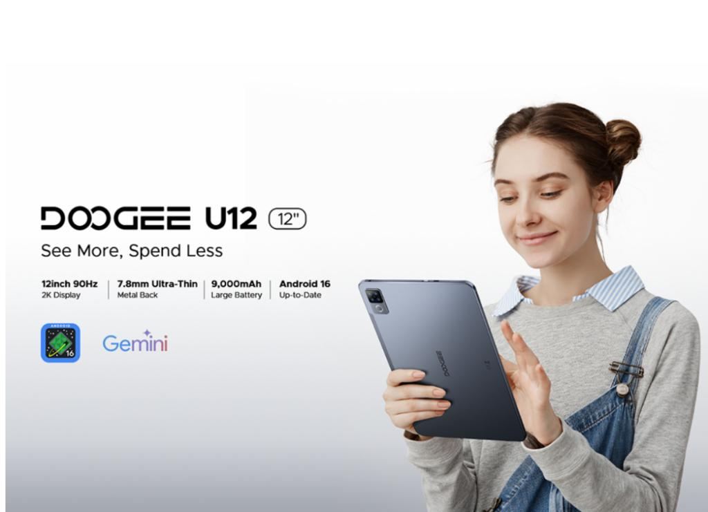 DOOGEE U12 タブレット発売：12インチ2Kディスプレイ、拡張可能メモリ
