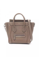 CELINE Pre-Loved Celine luggage nano shopper Handbag leather Gray brown 2WAY